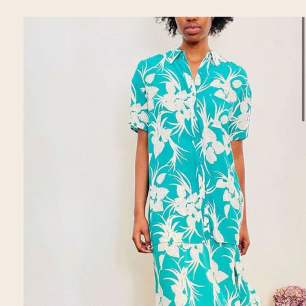MAJORELLE Green Hawaiian Floral Shirt